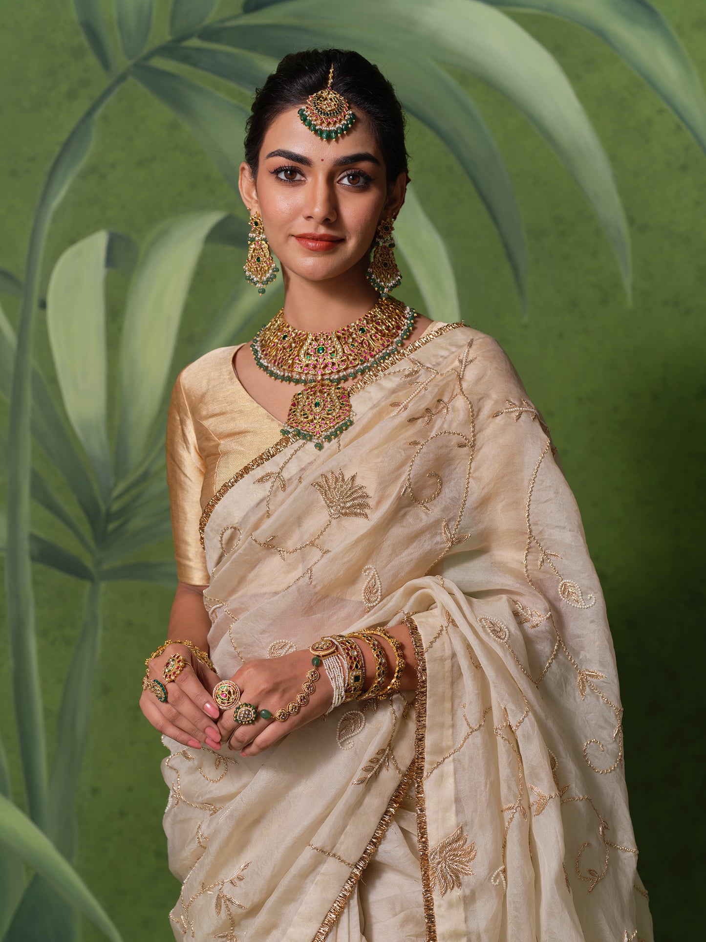 Ivory Jaal Saree