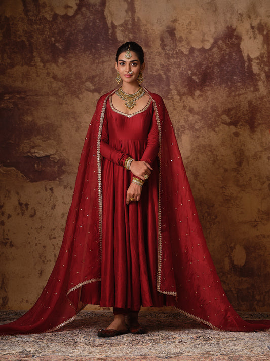 Maroon Anarkali Set