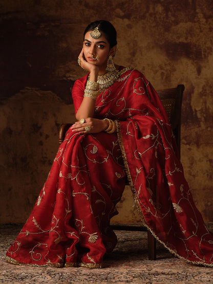 Maroon Jaal Saree