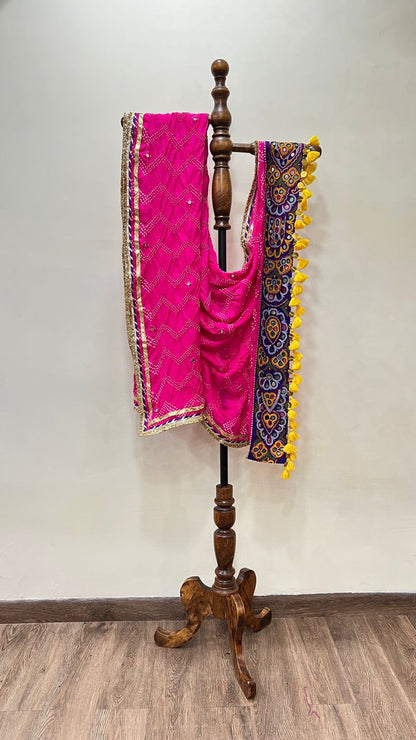 Bandhani With Patchwork Dupatta