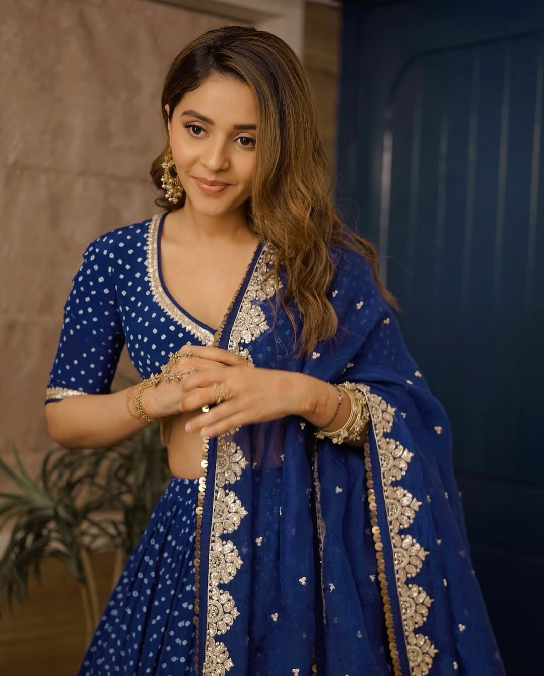 Isha Multani Blue Lehenga - Anjanase