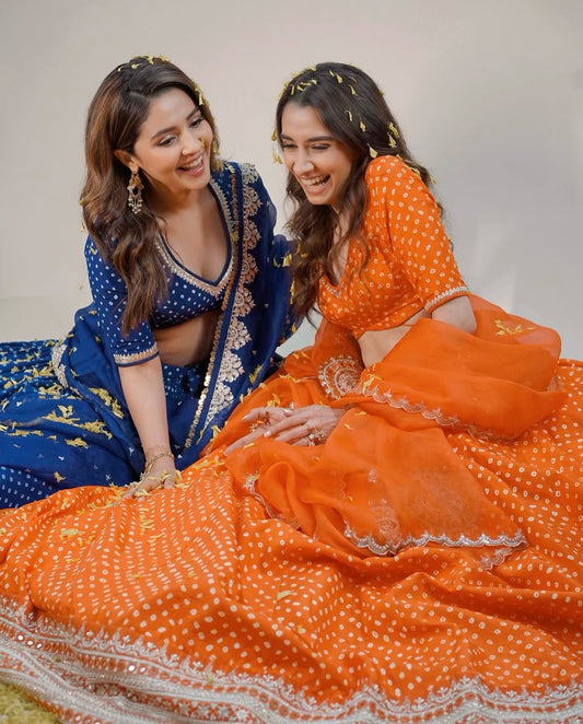 Isha Multani Orange Lehenga - Anjanase