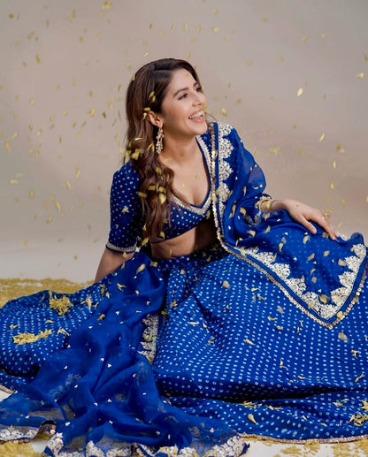 Isha Multani Blue Lehenga - Anjanase