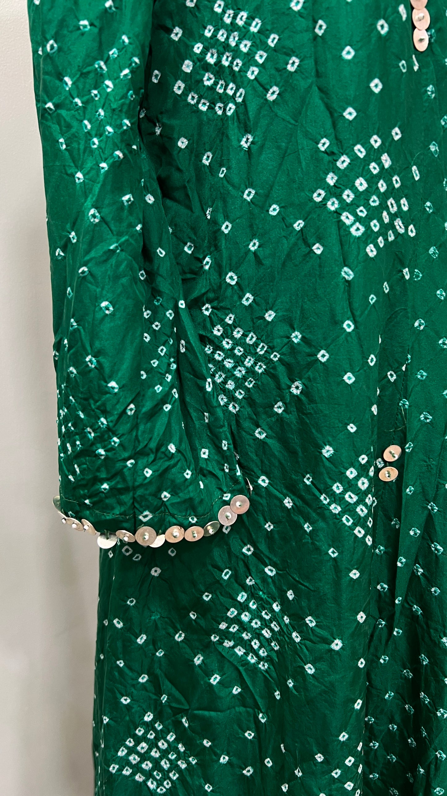 Green A-line Bandhani Coord Set