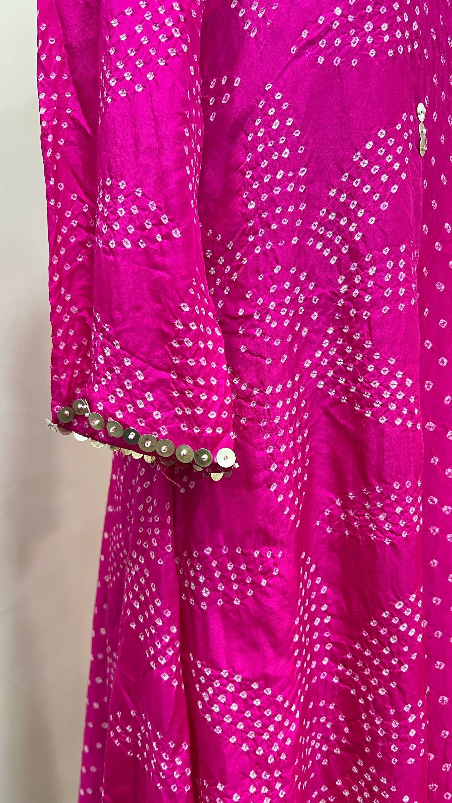 Pink A-line Bandhini Coord Set