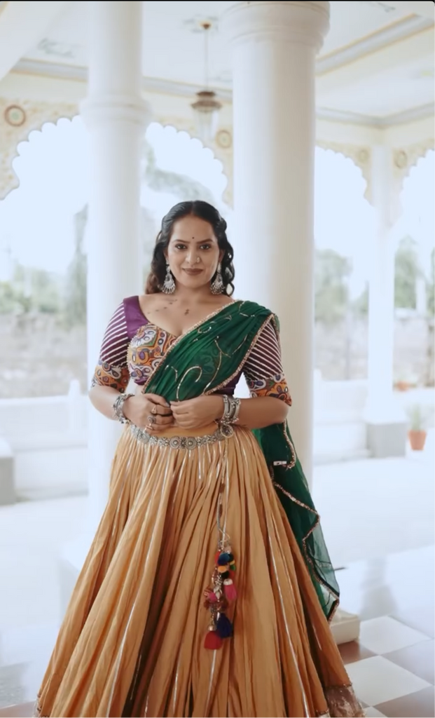 Abhinisha Yellow Cotton Lehenga Set