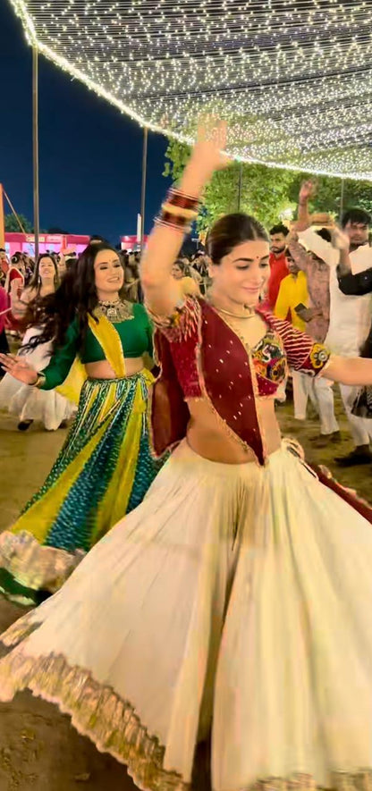 Virali Maroon white lehenga set