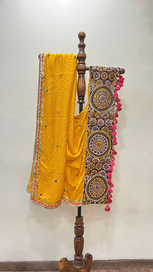 Bandhani With Patchwork Dupatta