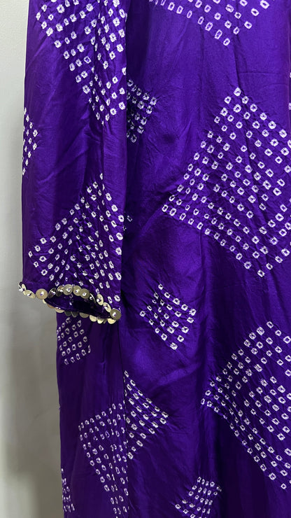 Purple A-line Bandhani Coord Set