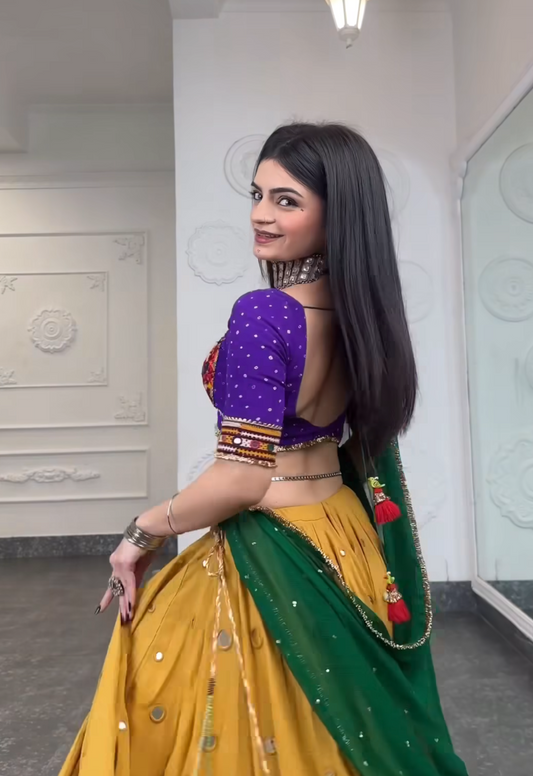 Rajvee Mustard Lehenga Set