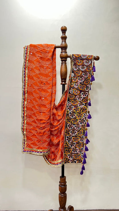 Bandhani With Patchwork Dupatta
