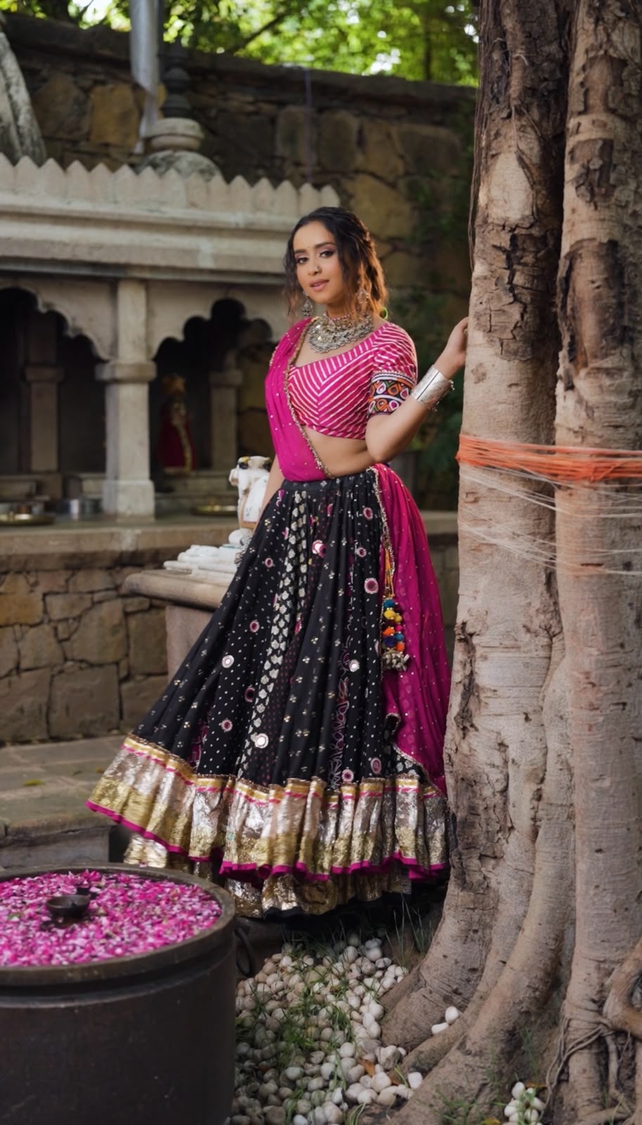 Black Pink Lehenga Set