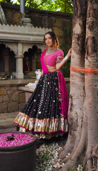 Black Pink Lehenga Set