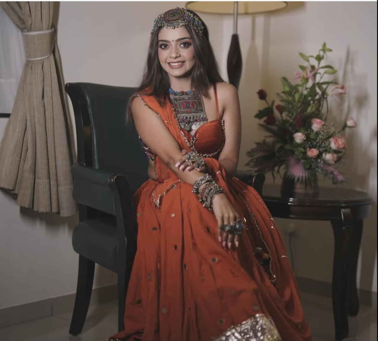 Pooja Kalyani Rust Lehenga Set