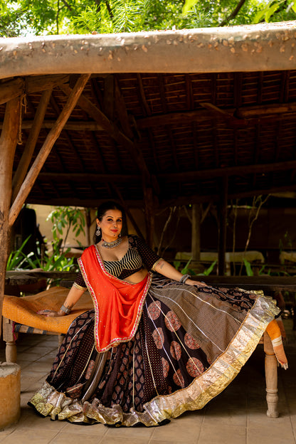 Black Gamthi Skirt - Anjanase