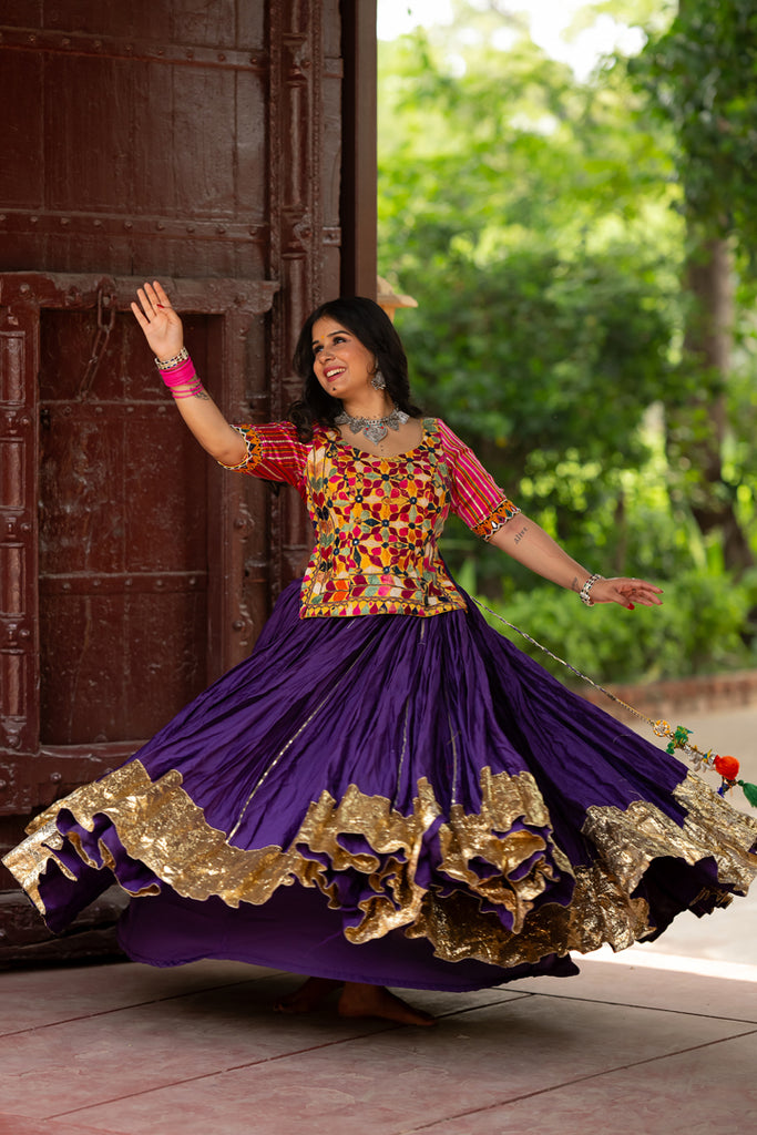 Purple Chanderi Skirt - Anjanase