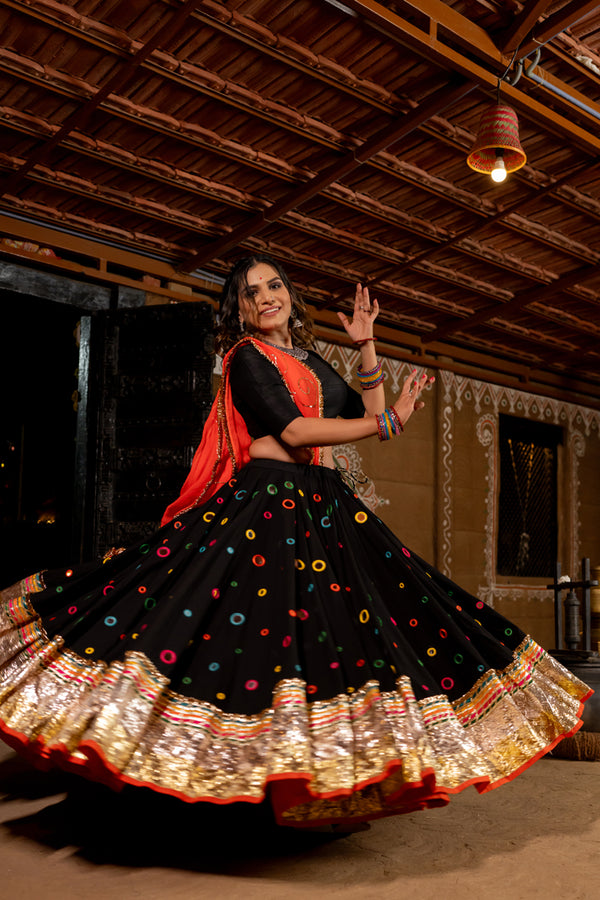 Black Multicolour Mirror Skirt - Anjanase
