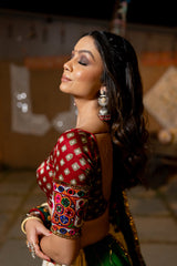 Maroon Bandhani Patch Blouse - Anjanase