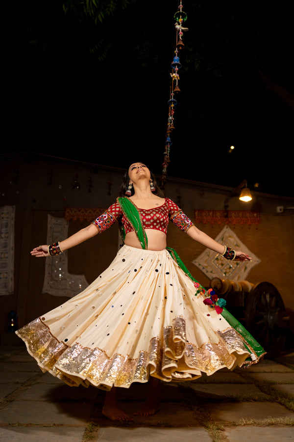 White Mirror Cotton Skirt - Anjanase