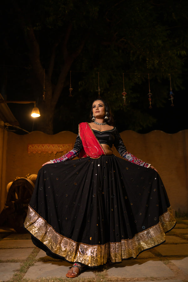 Black Mirror Cotton Skirt - Anjanase