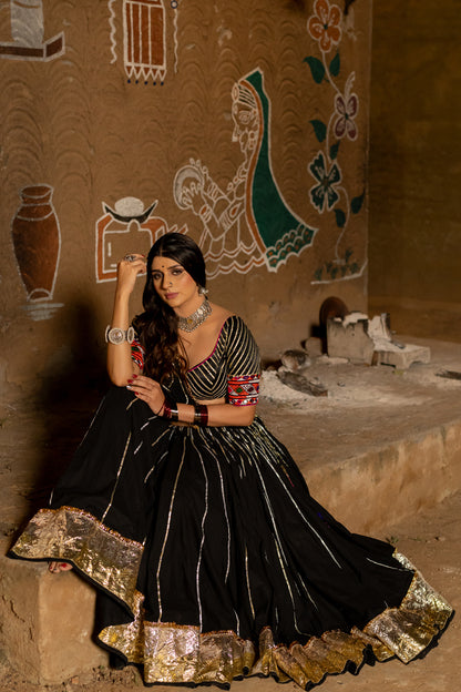 Black Cotton Skirt - Anjanase