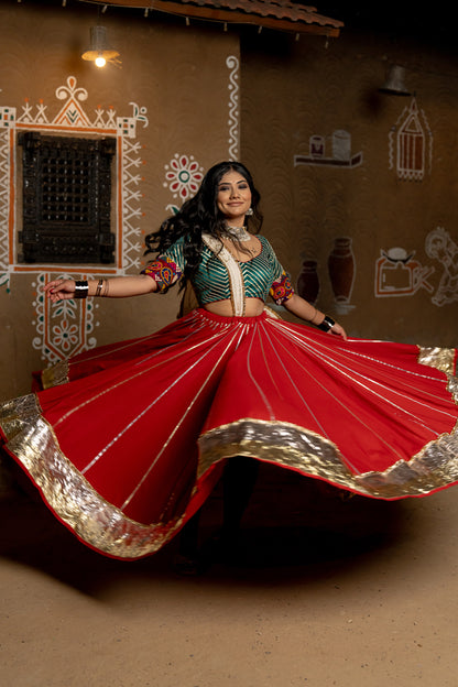 Red Cotton Skirt - Anjanase