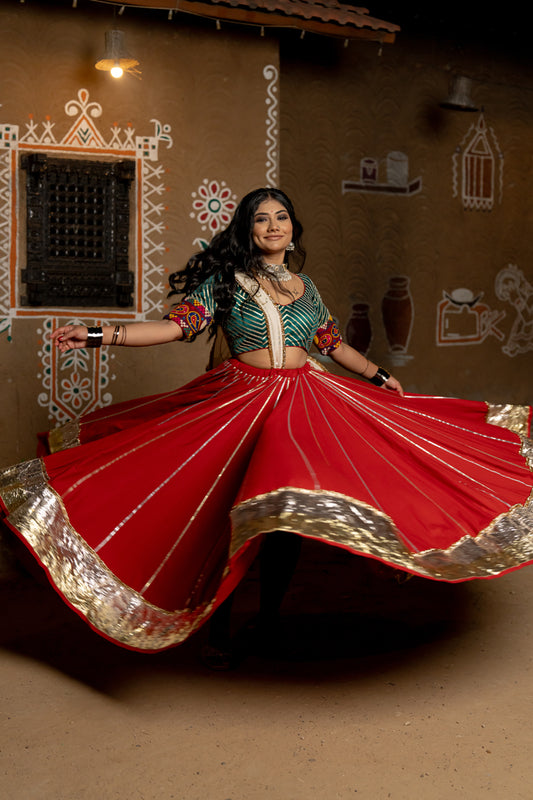 Red Cotton Skirt - Anjanase