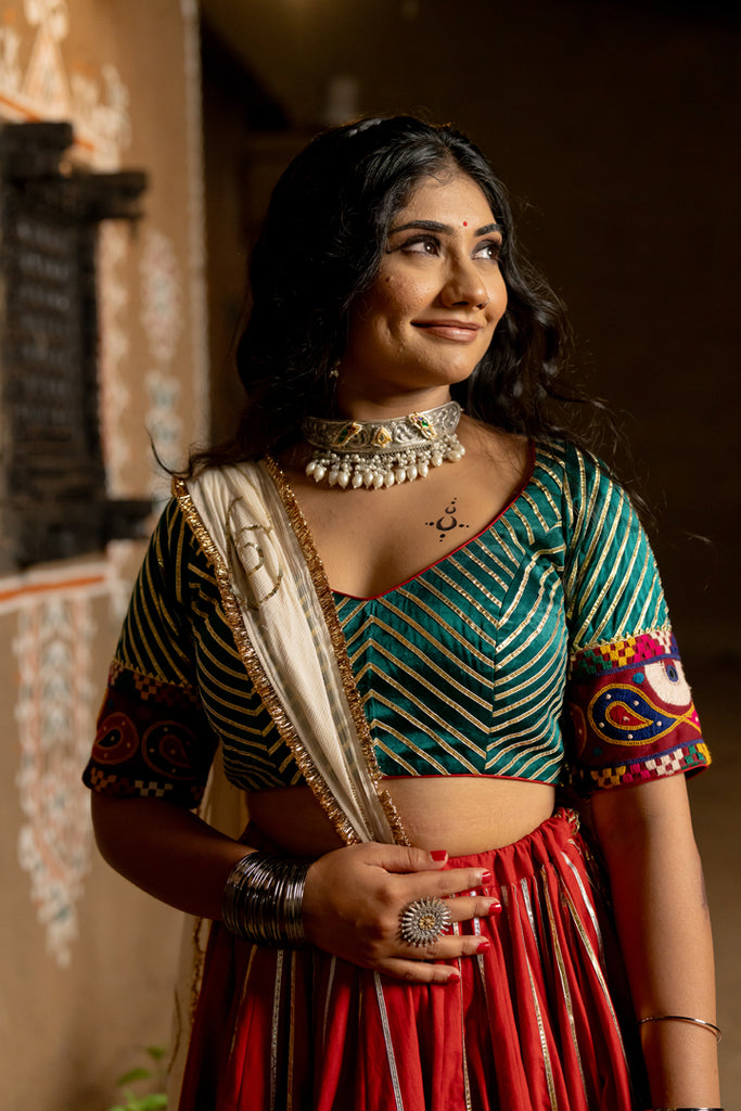 Rama Green Patch Blouse - Anjanase