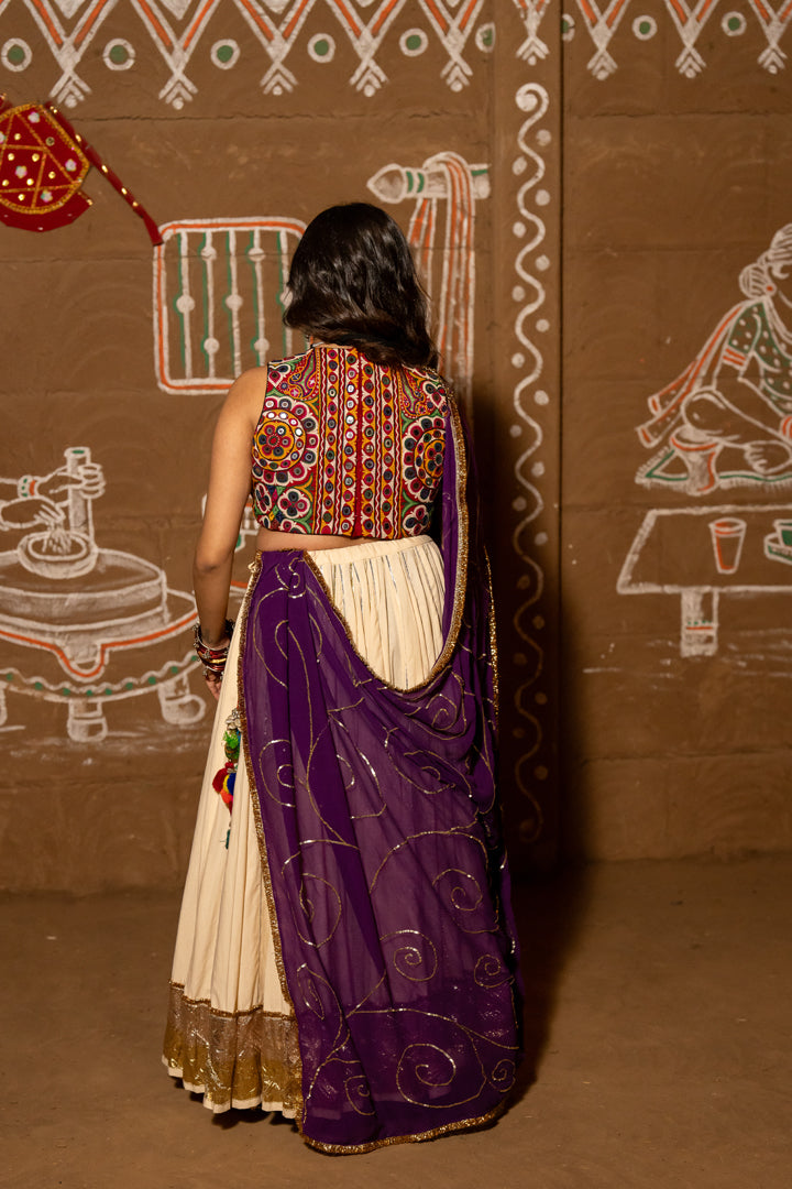 White cotton Navratri skirt  
