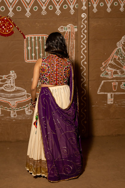 White cotton Navratri skirt  