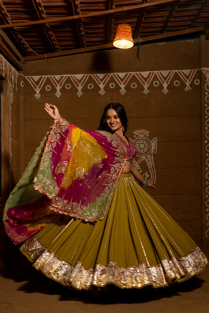 Mustard Green Cotton Skirt - Anjanase
