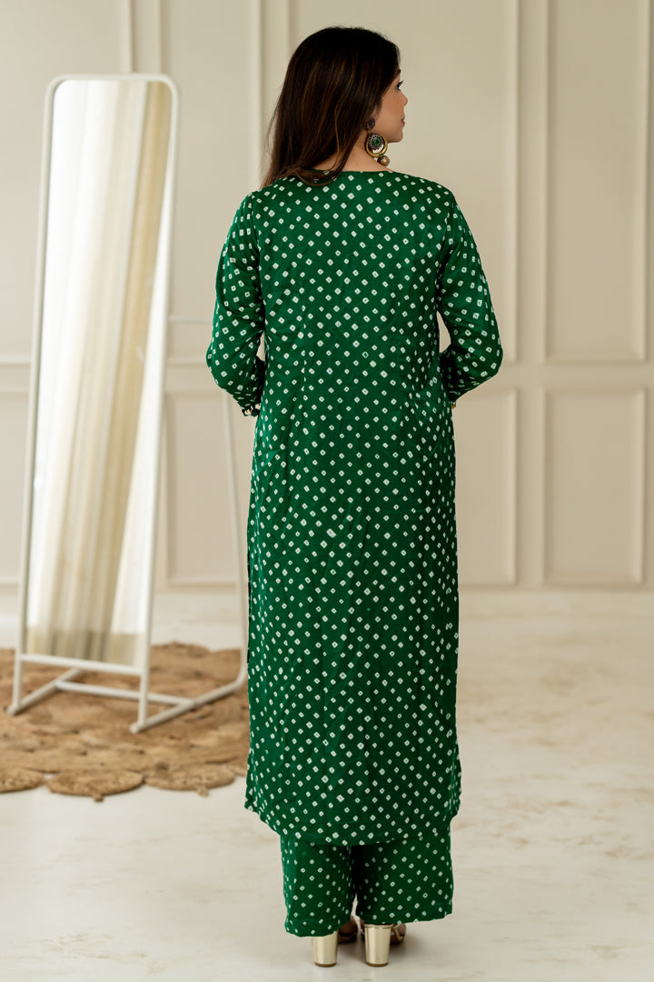 Green Bandhani Coord Set - Anjanase
