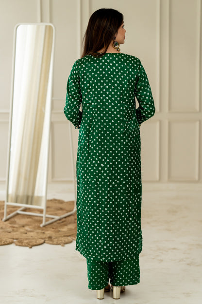 Green Bandhani Coord Set - Anjanase