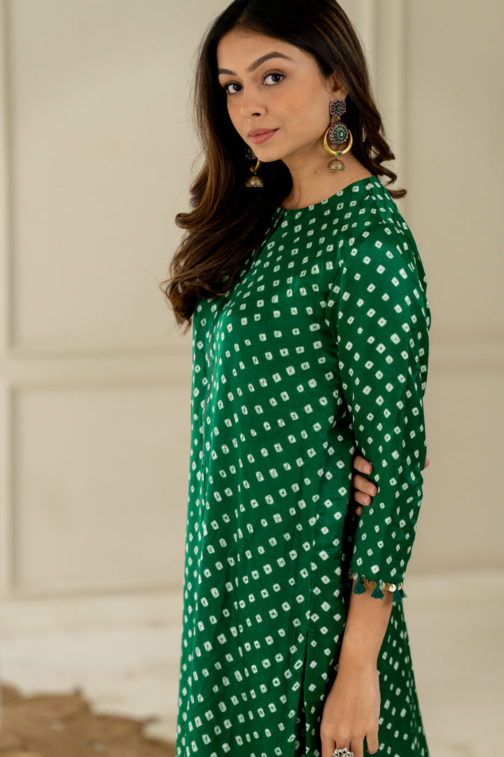 Green Bandhani Coord Set - Anjanase