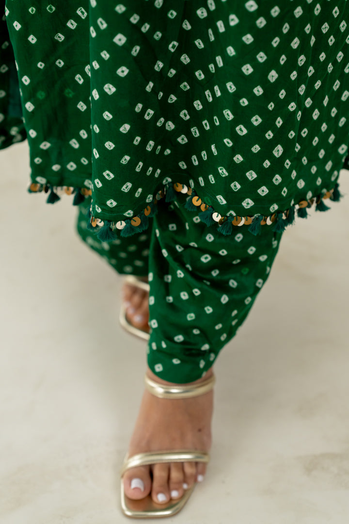 Green Bandhani Coord Set - Anjanase