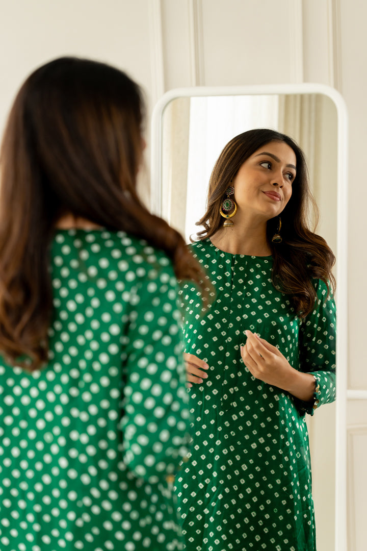 Green Bandhani Coord Set - Anjanase
