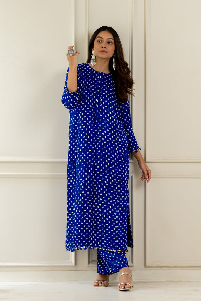 Blue Bandhani Coord Set - Anjanase