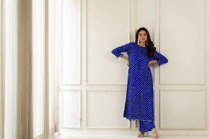 Blue Bandhani Coord Set - Anjanase