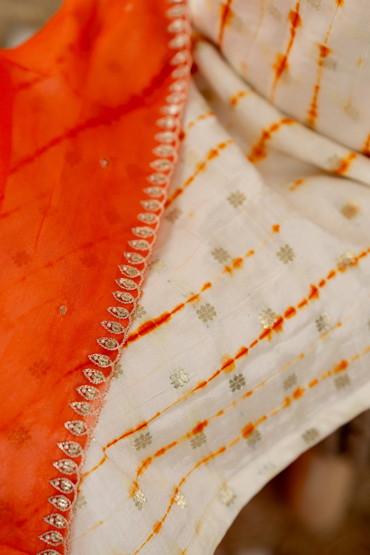Orange Organza Dupatta - Anjanase