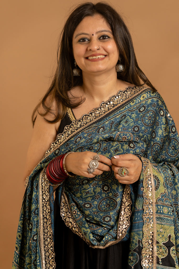 Black Anarkali Set - Anjanase