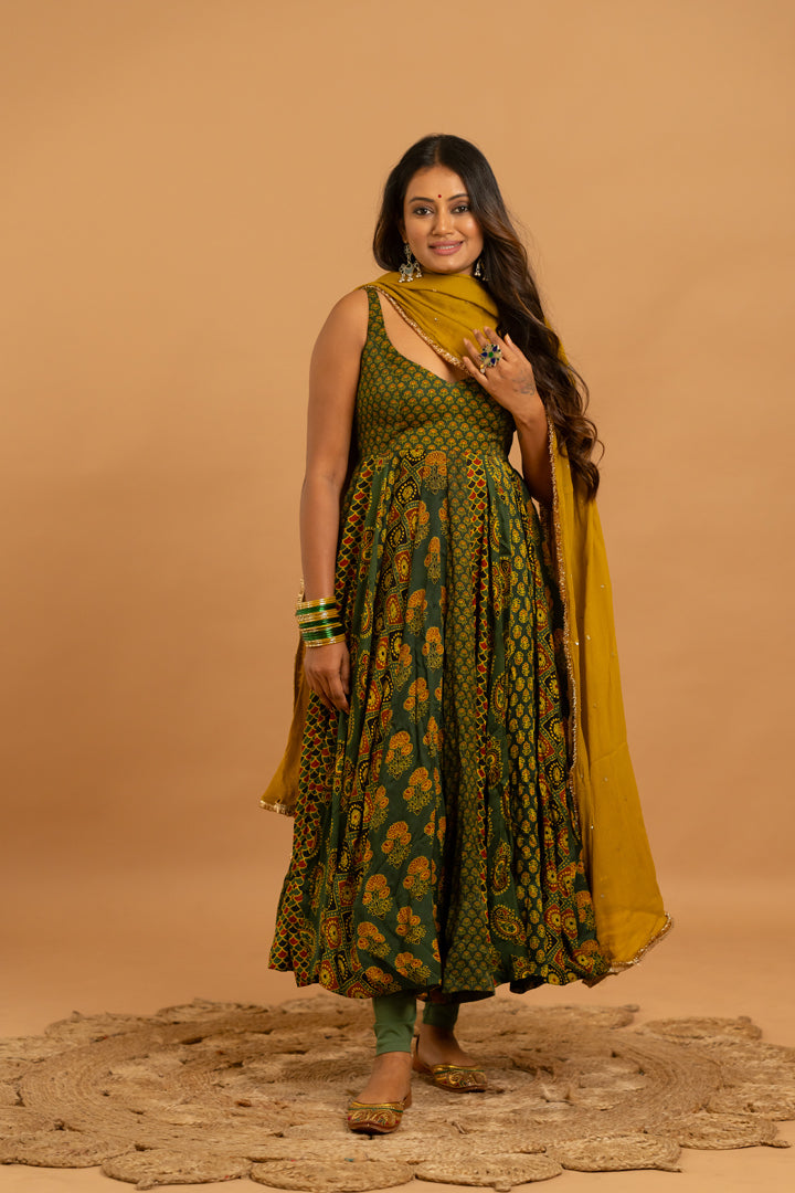Ajrakh Anarkali Set - Anjanase