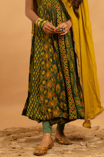 Ajrakh Anarkali Set - Anjanase