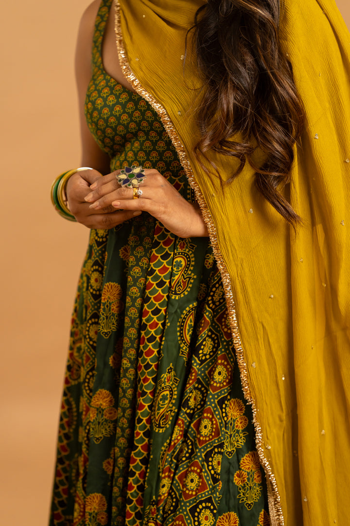 Ajrakh Anarkali Set - Anjanase