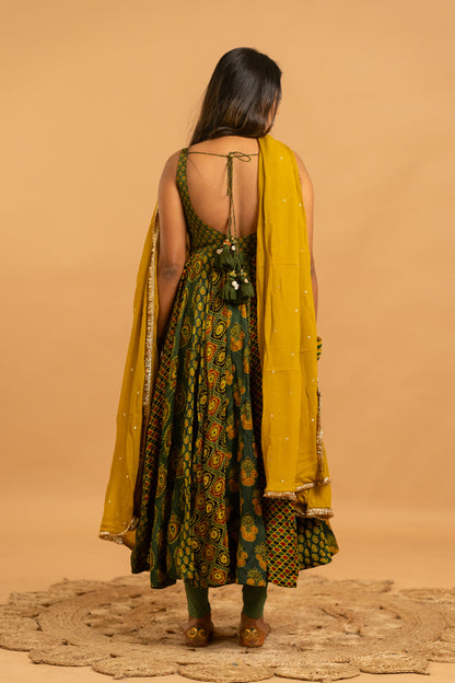 Ajrakh Anarkali Set - Anjanase