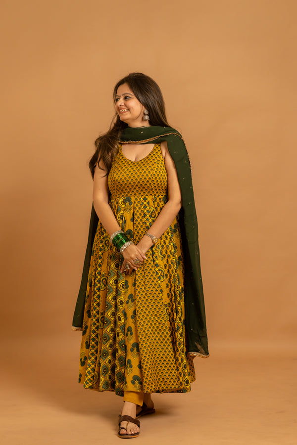 Ajrakh  Anarkali set - Anjanase
