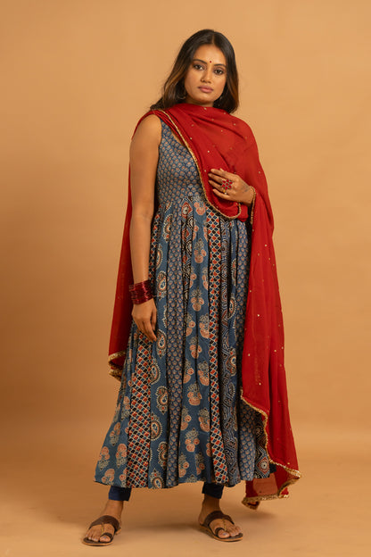 Ajrakh Anarkali Set - Anjanase