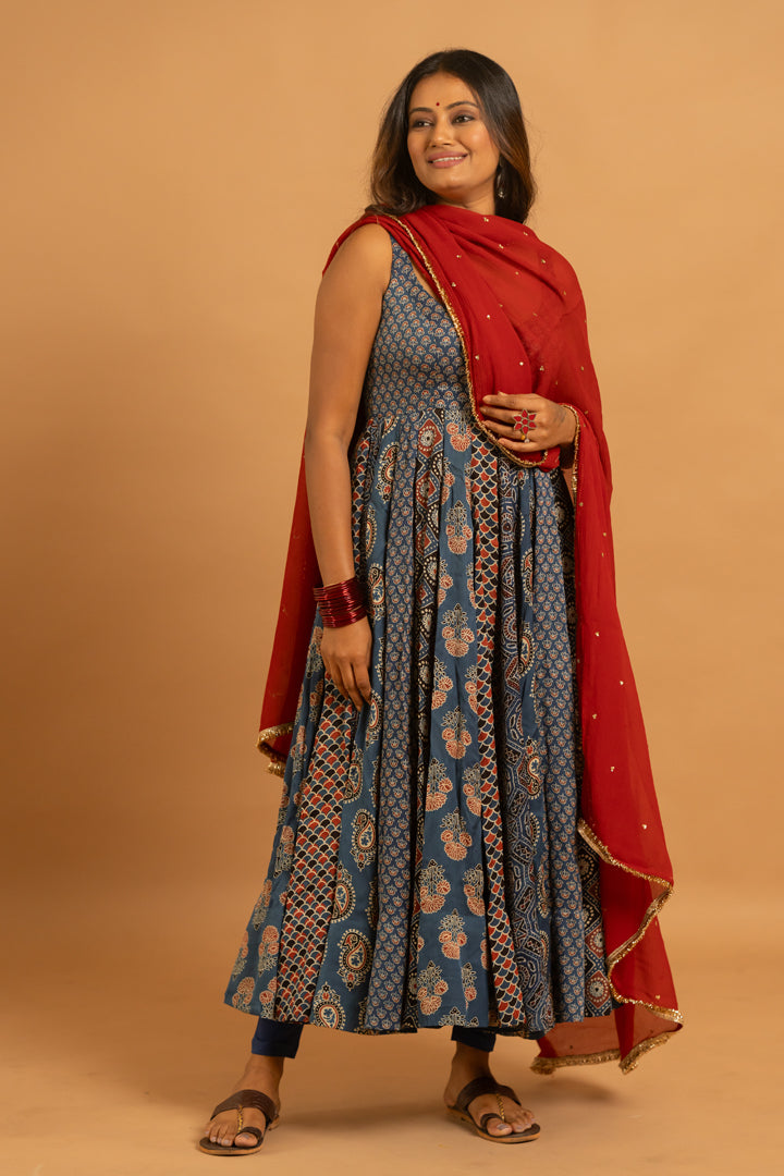 Ajrakh Anarkali Set - Anjanase