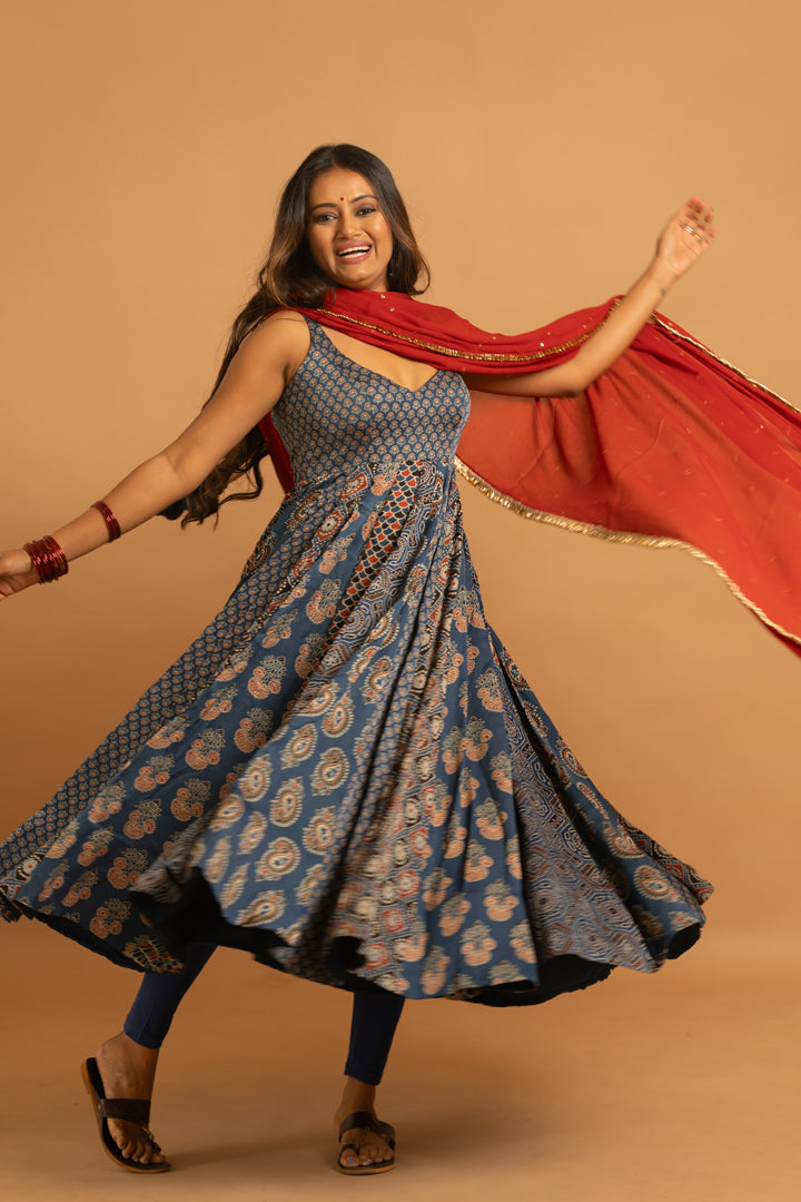 Ajrakh Anarkali Set - Anjanase