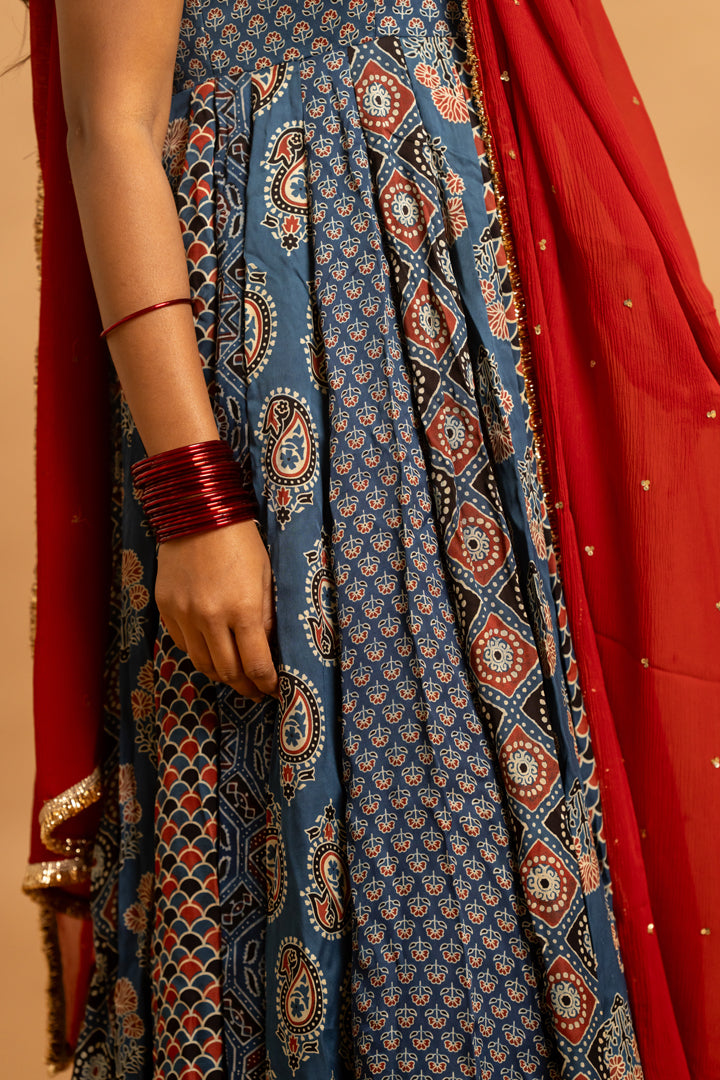 Ajrakh Anarkali Set - Anjanase