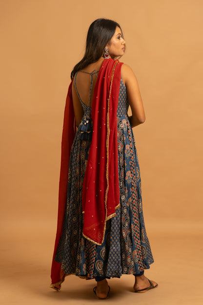 Ajrakh Anarkali Set - Anjanase